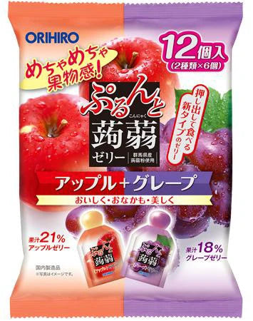 ぷるんと蒟蒻ゼリーパウチ　アップル＋グレープ　12個